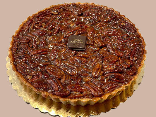 Bourbon Pecan pie with 'jessica abraham' ochocolate nameplate